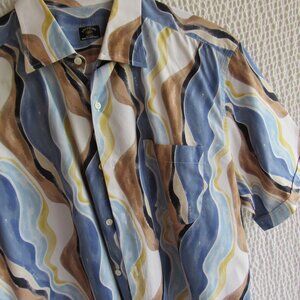 Solemare Maus & Hoffman Mens XL Button Up Shirt All Over Print Sea Sand